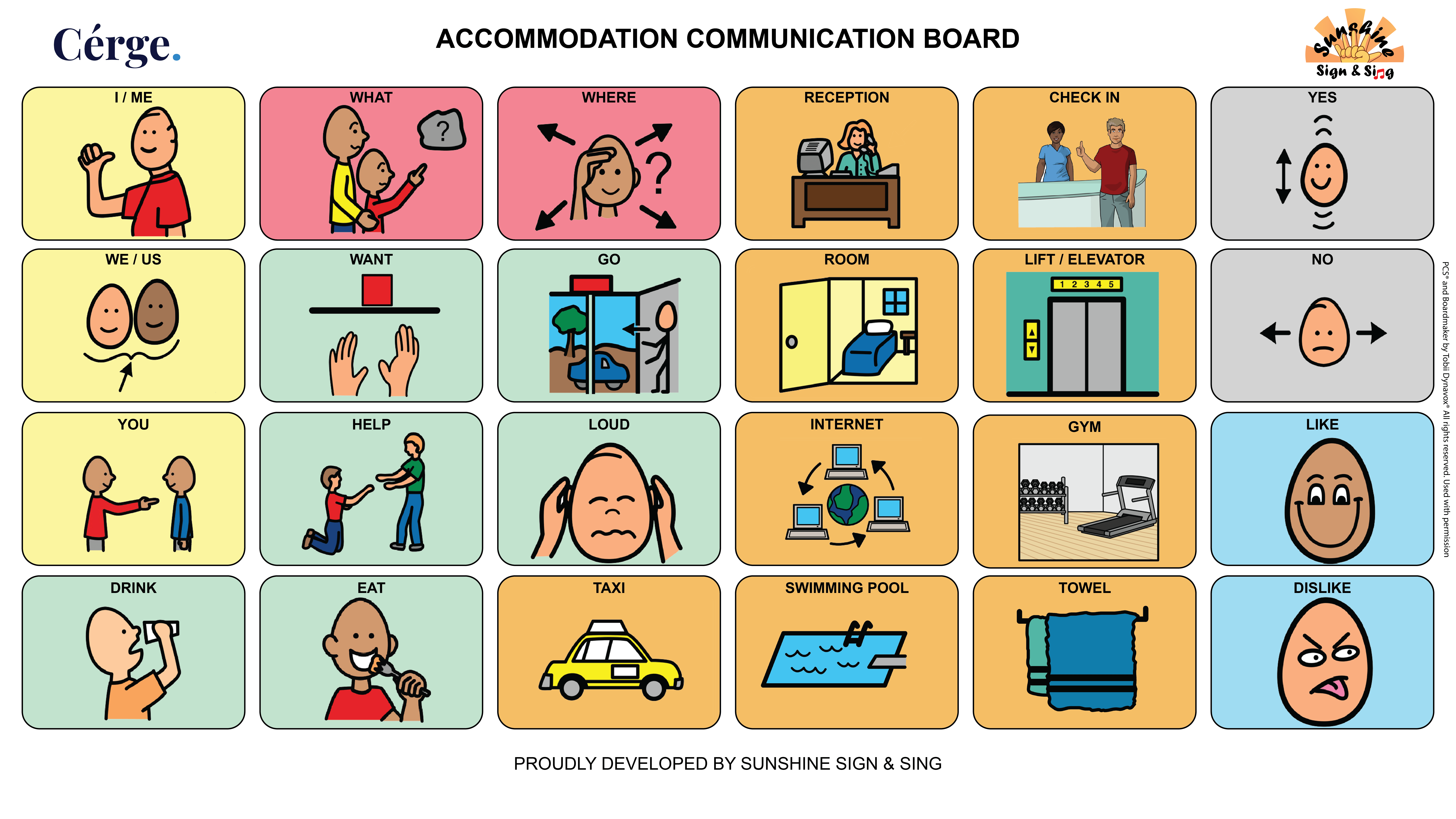 Cérge accomodation communication board image