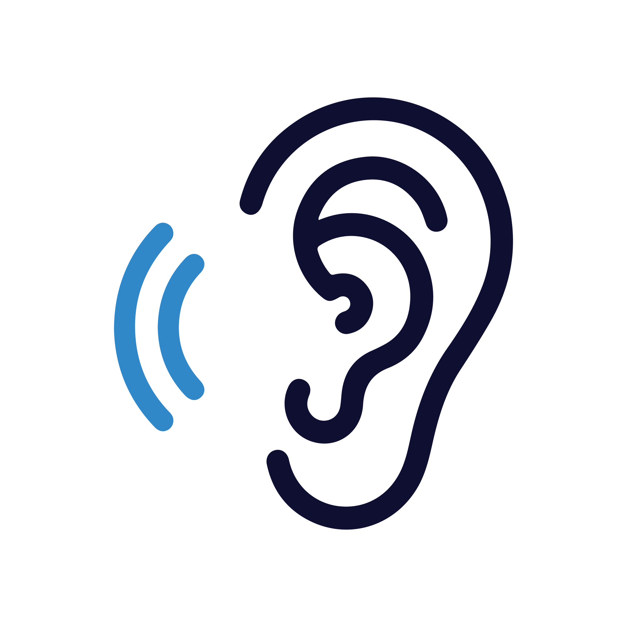A graphic icon portraying a listening ear.