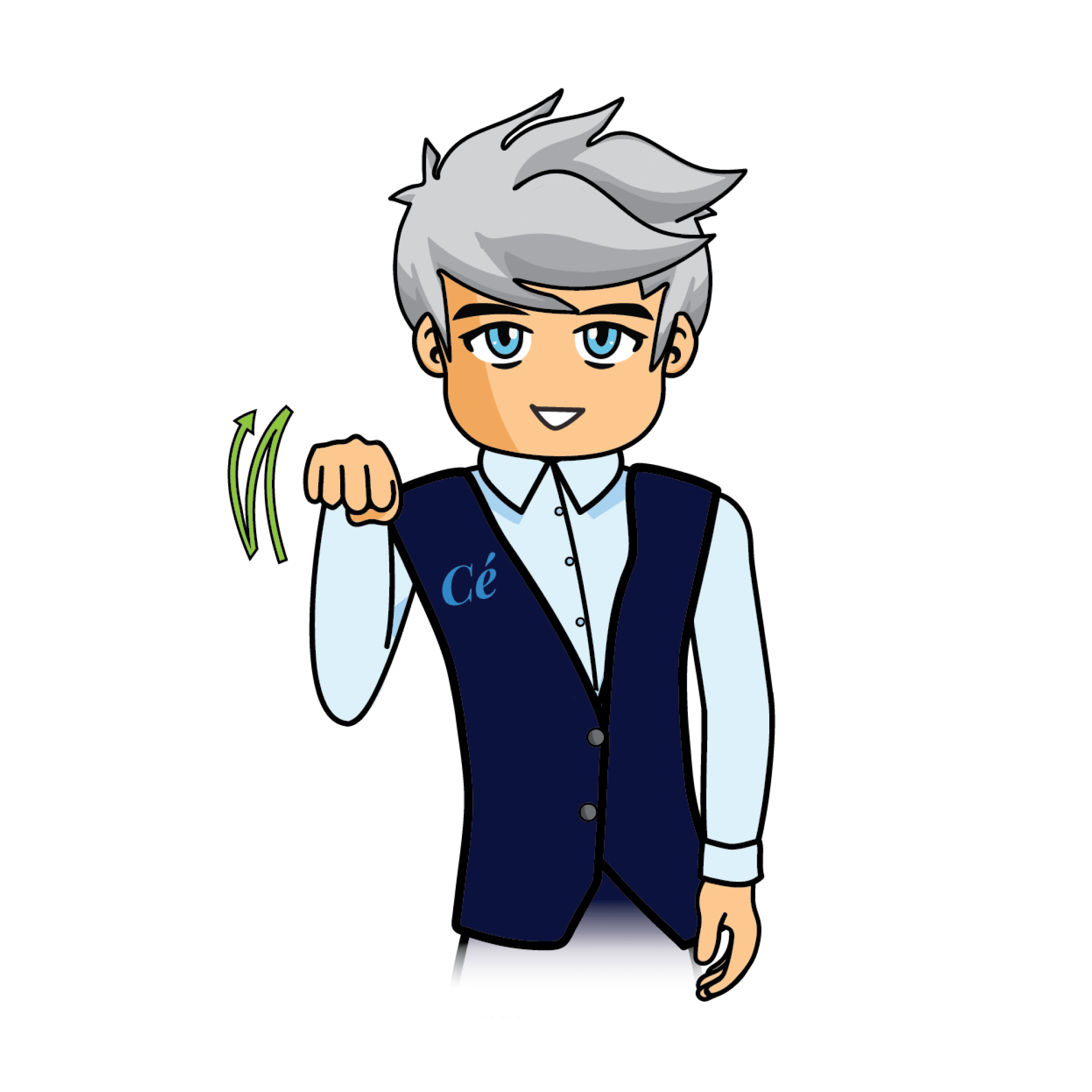 The Cerge character conducting sign language.